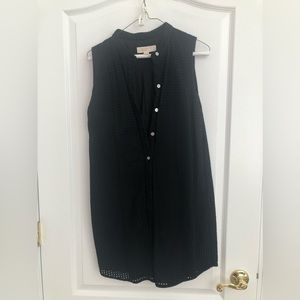 Michael Kors Sleeveless Black Button Up Mini Dress